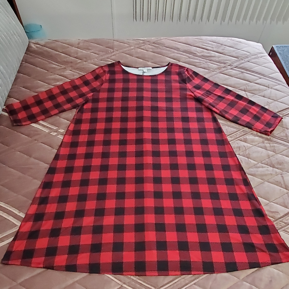 Celebrate Together buffalo plaid dress Size L